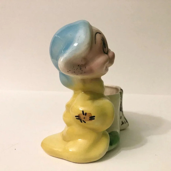 Vintage Dopey Flower Planter Figurine Snow White Seven Dwarfs Hairline Crack - Picture 11 of 16